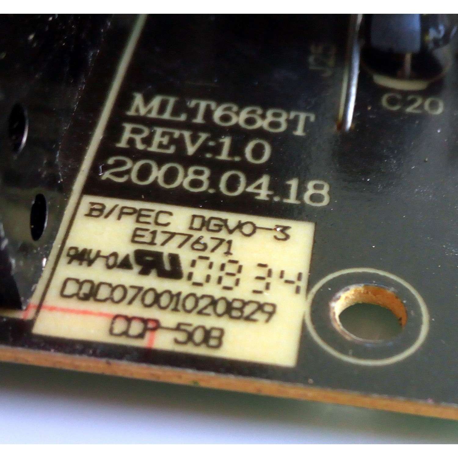 FUENTE DE PODER / PROSCAN MLT668T / E177671 / REV:1.0 / E46MK1000 / MODELO 26LB30QD / LD3249 - Imagen 2