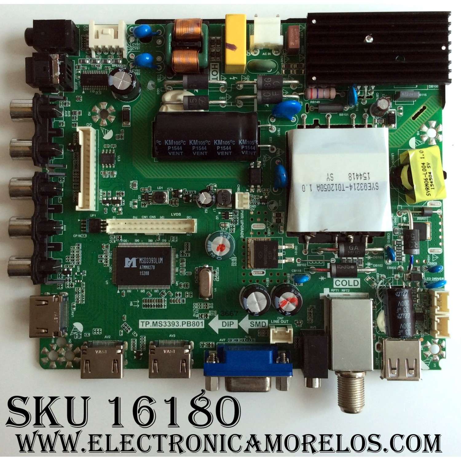 MAIN / FUENTE (COMBO) / ELEMENT SY15416 / TP.MS3393.PB801 / 890-M00-06NC6 / L15113667 / PANEL T500HVN07.4 / MODELO ELEFT506 M5A3M