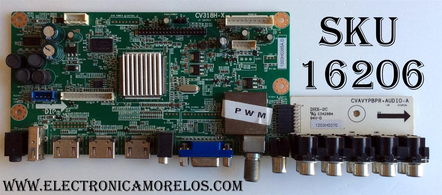 MAIN / APEX 1203H0385A / CV318H-X / 1203H0370 / CVAVYPBPR+AUDIO-A / DHX-2C / MODELO LD3288T	