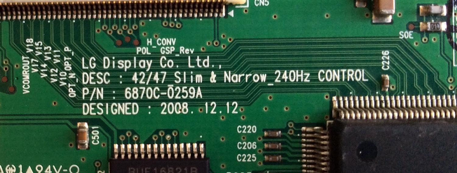 T-CON / TOSHIBA 6871L-1615A / 6870C-0259A / PANEL LC470WUD (SB)(M2) / MODELO 47ZV650U - Imagen 2