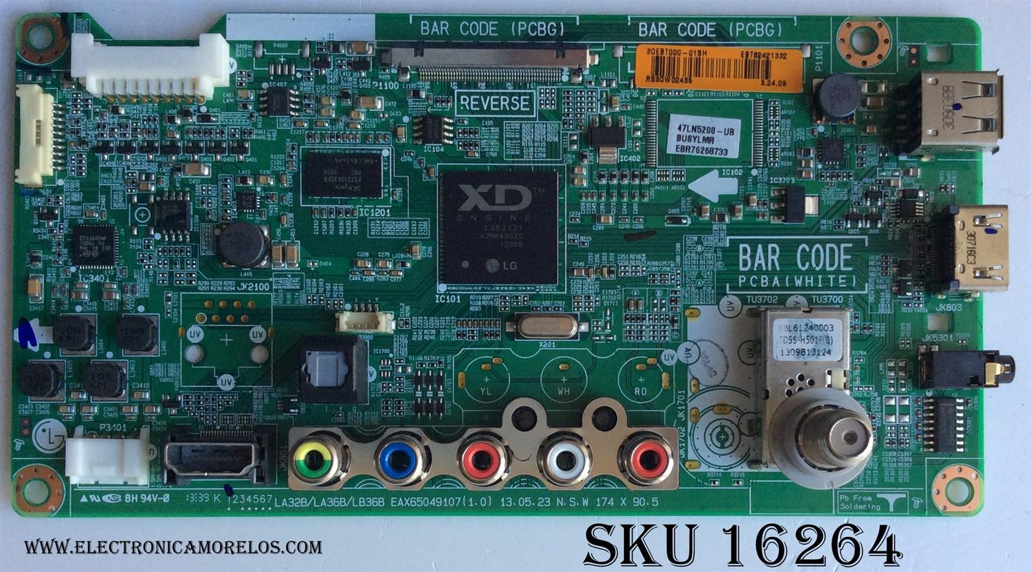 MAIN / LG EBT62421332 / EAX65049107(1.0) / MODELO 47LN5200-UB.BUSYLMR / PANEL LC470DUE(SF)(R1)	
