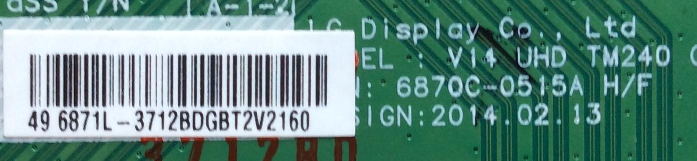 T-CON / SONY 6871L-3712B / 6870C-0515A / 3712B / PANEL SYV4931 / MODELO XBR-49X850B	 - Imagen 2
