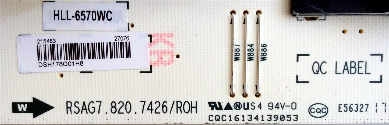FUENTE DE PODER / SHARP 215463 / RSAG7.820.7426/ROH / CQC16134139053 / HLL-6570WC / 27076 / PANEL`S HD650K3U31-B1\S0\XP\GM\ROH / LSC650FN04-S01 / 218914 / MODELOS LC-65P6000U / SERIE DEL MODELO:65G173094H / FM65P60 / 65P60 - Imagen 2