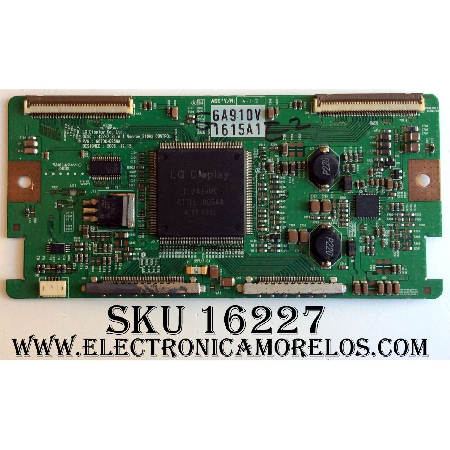 T-CON / TOSHIBA 6871L-1615A / 6870C-0259A / PANEL LC470WUD (SB)(M2) / MODELO 47ZV650U
