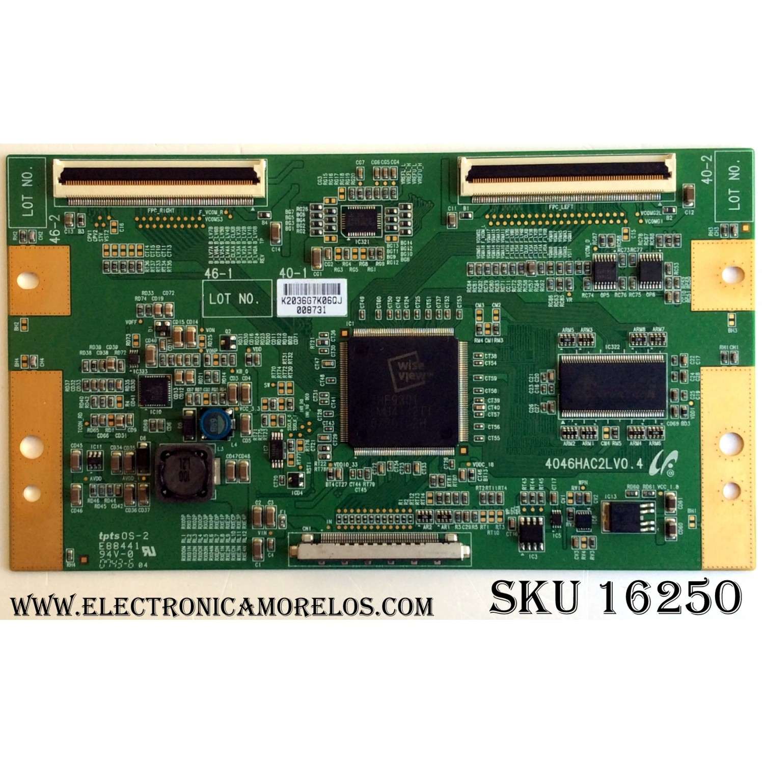 T-CON SONY LJ94-02036G / 4046HAC2LV0.4 / 2036G / SUSTITUTAS LJ94-02036F / LJ94-01952H / LJ94-01952J / PANEL`S LTZ400HA03-201 / LTY400HA03 / MODELOS KDL-40V2500 / KDL-40W2000