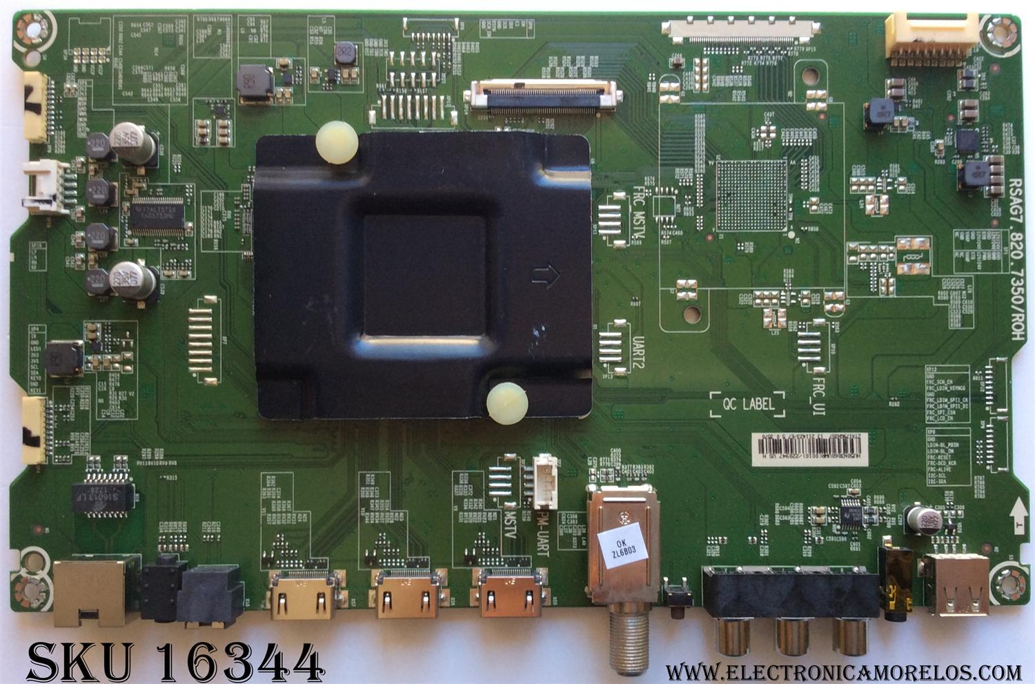 MAIN ORIGINAL PARA TV SHARP / NUMERO DE PARTE 220947 / 211423 / RSAG7.820.7350/ROH / HU50N3060UWR(0010) / PANEL HD500K3U53 / DISPLAY T500QVN03.9 / MODELO LC-50LBU591U