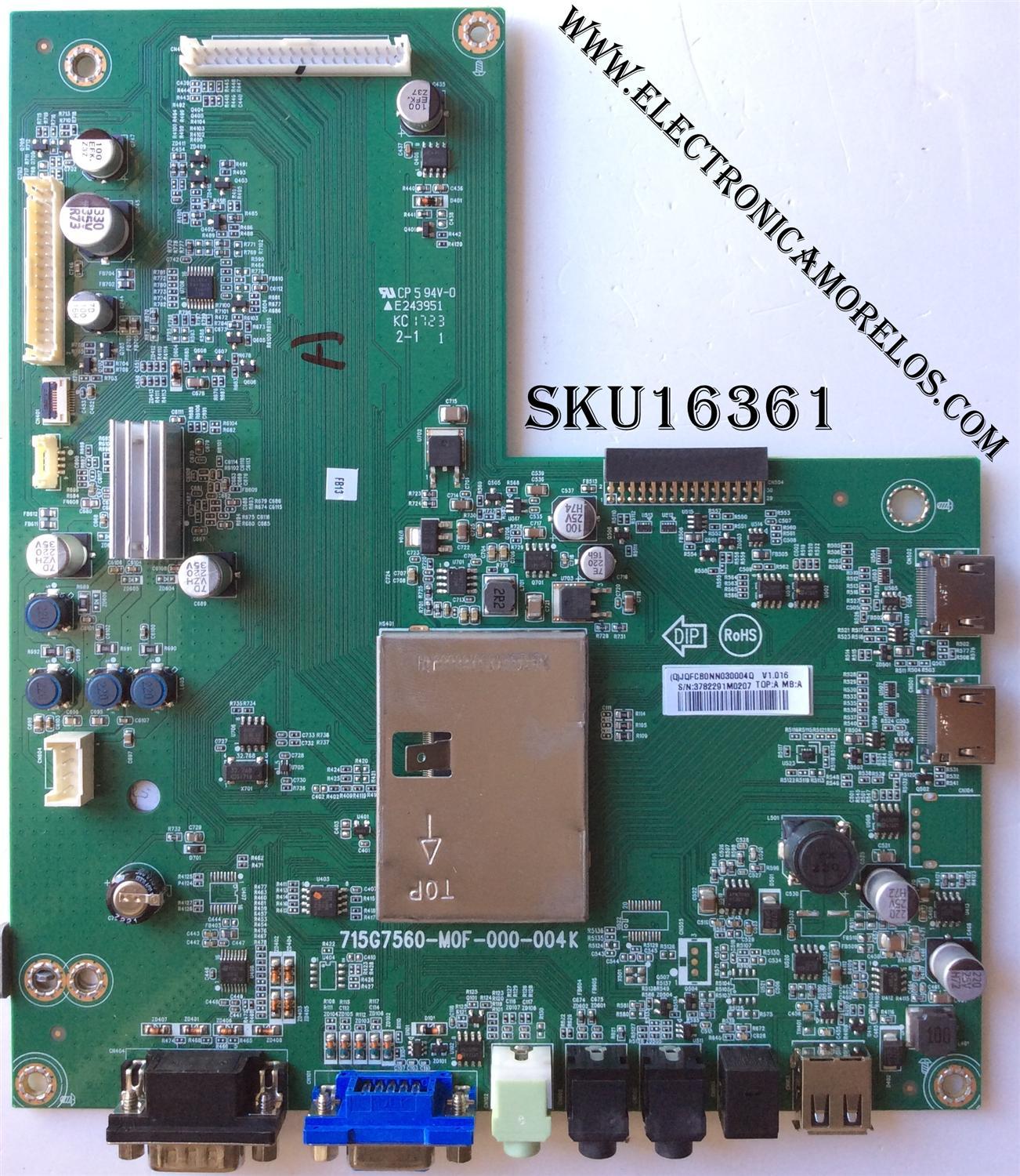 MAIN / VIEWSONIC JQFCB0NN030 / JQFCB0NN030004Q / 715G7560-M0F-000-004K / MODELO CDE4302 / PANEL TPT430H3-HVN01.U REV:S272B	
