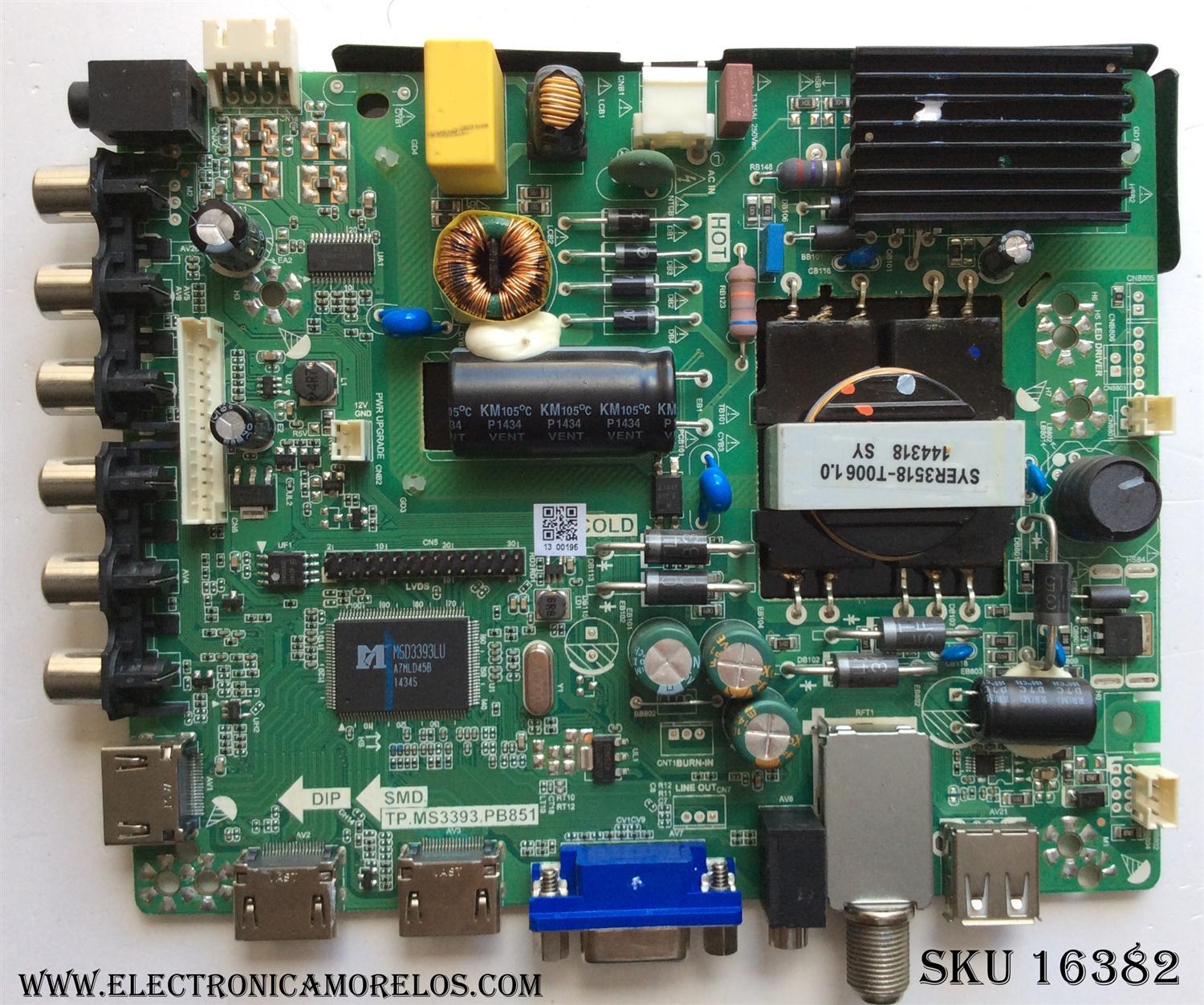 MAIN / UPSTAR N14100113 / TP.MS3393.PB851 / BP32ES8 / P3S14108551 / MODELO P32ES8	