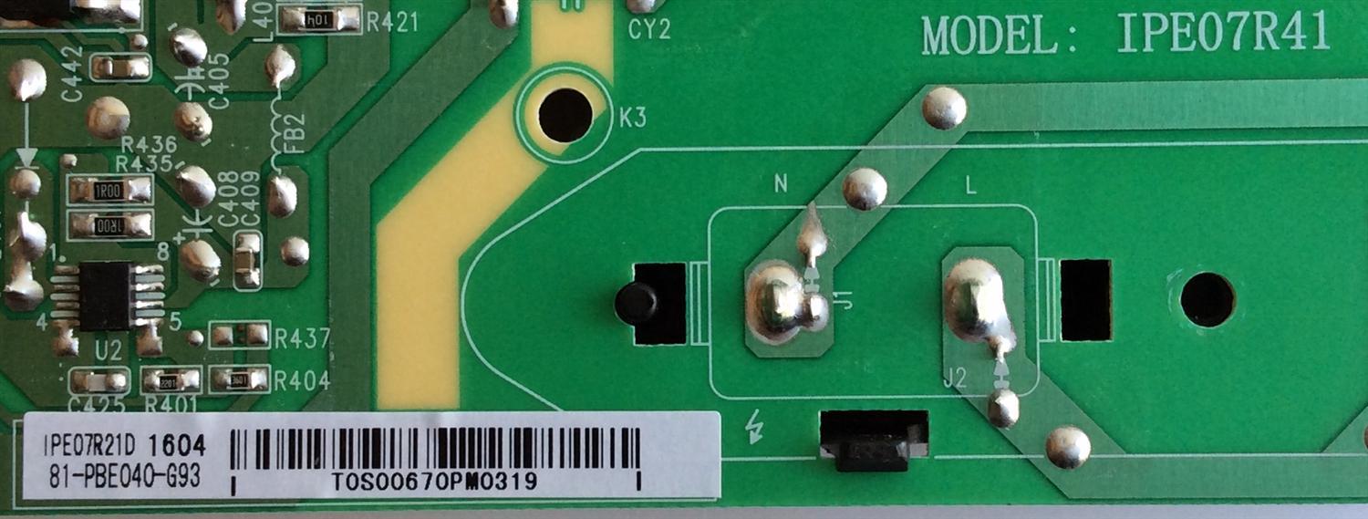 FUENTE DE PODER / TCL 81-PBE040-G93 / IPE07R41 / CCP-508 / IPE07R21D / PANEL LVF400SS0T E9 V1 / MODELOS 40FDZ700 / 40FD2700LBAA / 40FD2700 40FD2700LBAA - Imagen 5
