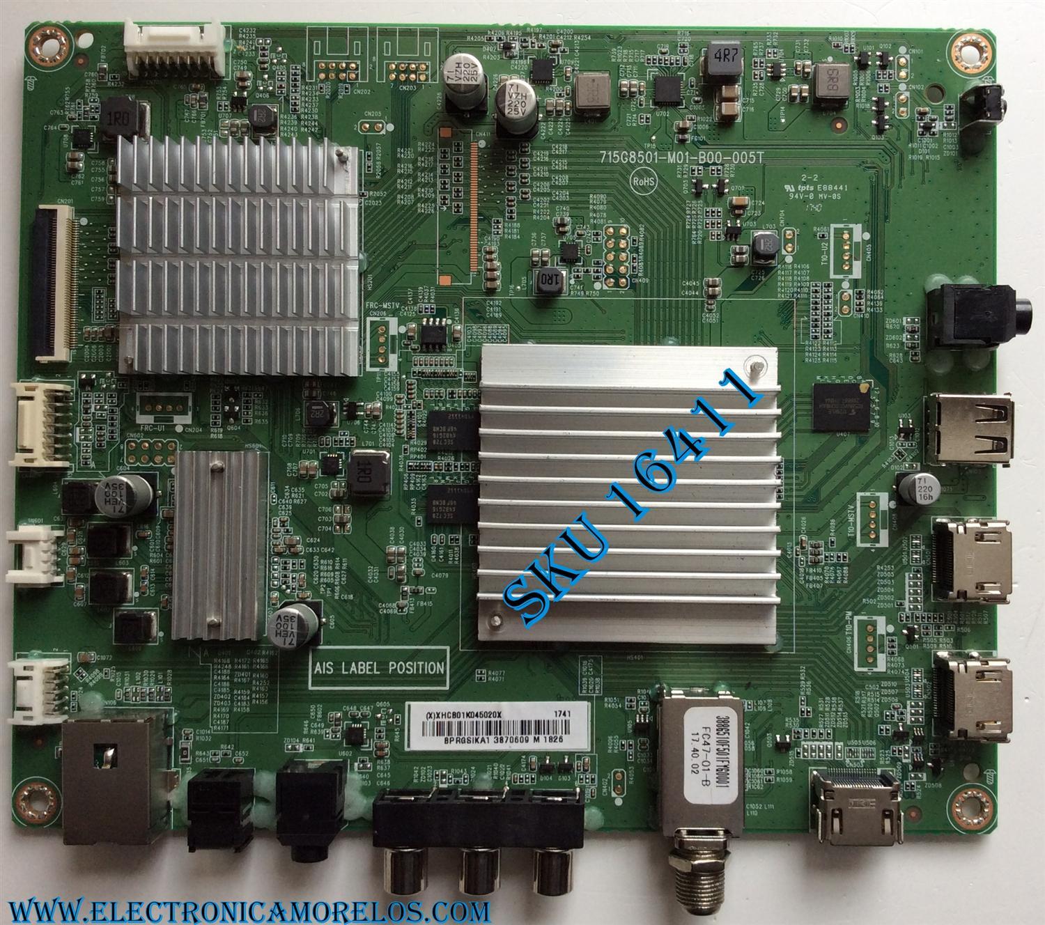 MAIN / INSIGNIA XHCB01K045 / 715G8501-M01-B00-005T / (X)XHCB01K045020X / MODELO NS-55DR620NA18 / PANEL TPT550U2-D072.L REV:S01B / DISPLAY ST5561D07-2