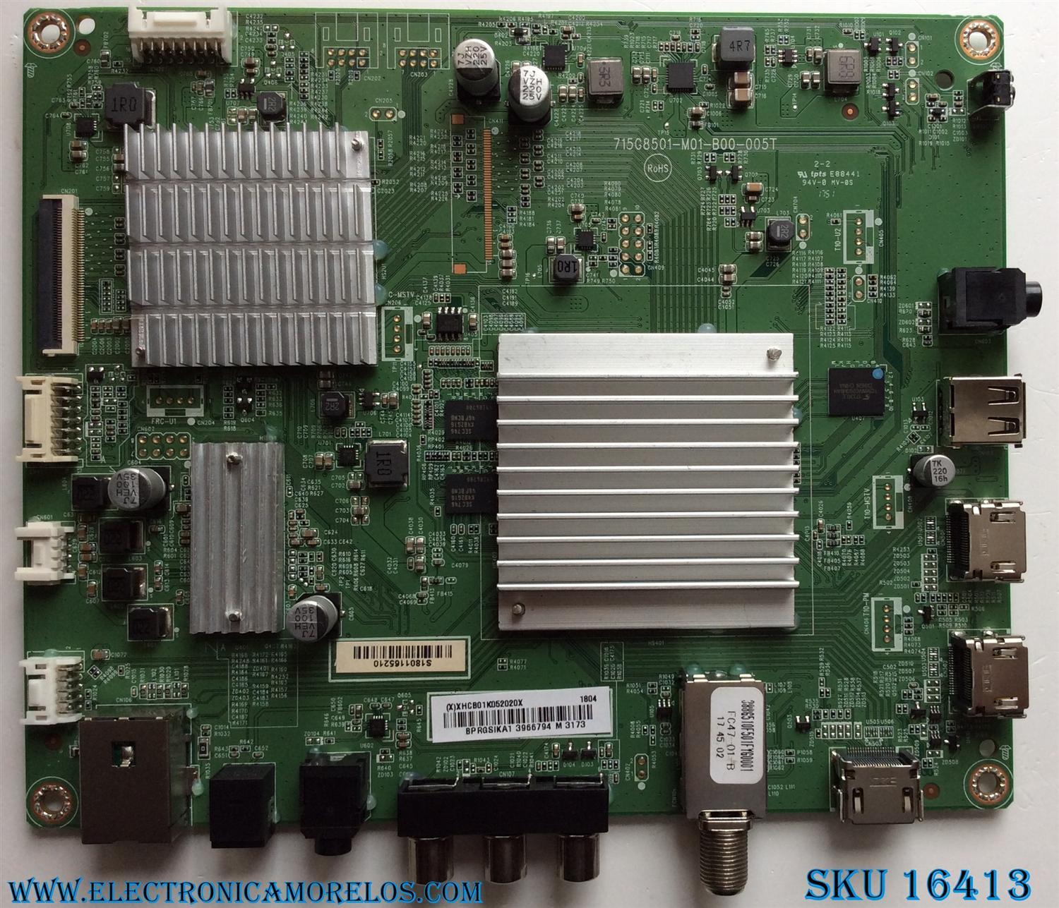 MAIN / INSIGNIA XHCB01K052 / 715G8501-M01-B00-005T / XHCB01K0520 / (X)XHCB01K052020X / PANEL TPT550U2-D072.L REV:S02A / MODELO NS-55DR620NA18