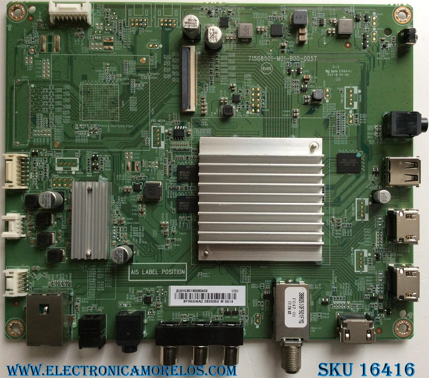 MAIN / INSIGNIA 756TXHCB01K0080 / XHCB01K008 / 715G8501-M01-B00-005T / 715G8501-M0E-B00-005T / 756TXHCB01K008 / (X)XHCB01K008040X / BPRGSIKA3 / PANEL TPT430U3-QVN03.U REV:S0BOA / MODELO NS-43DR620NA18