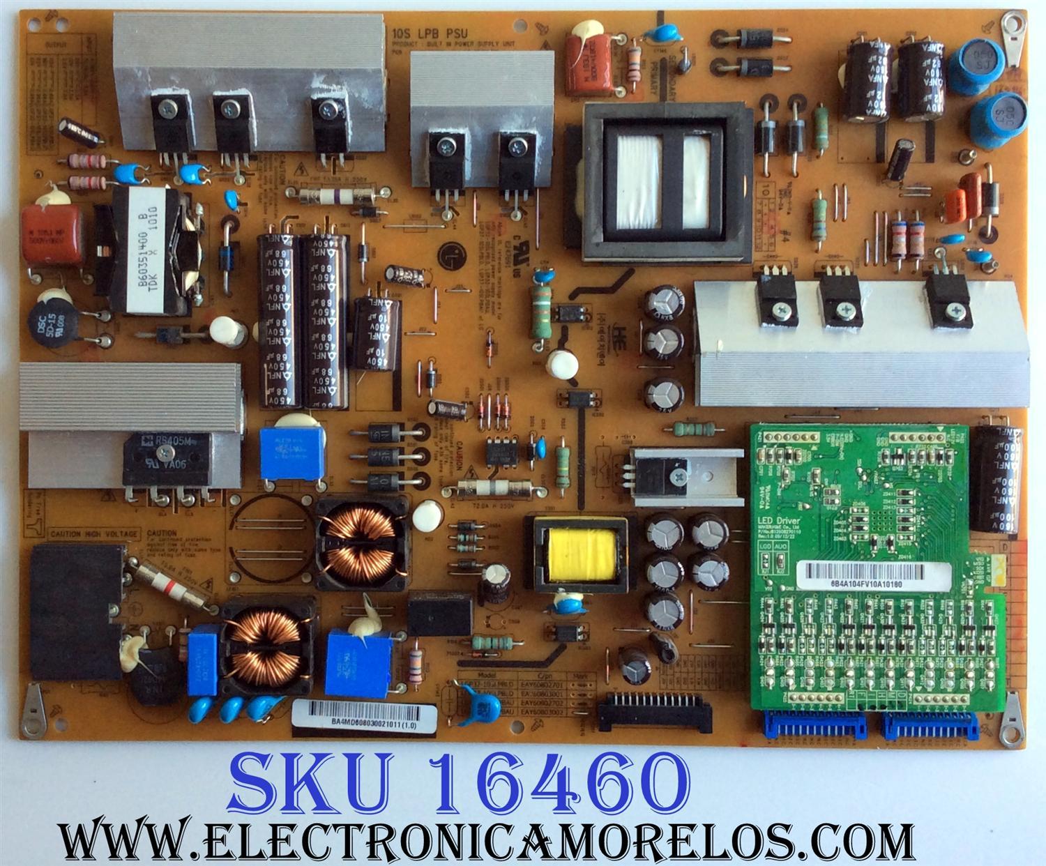 FUENTE DE PODER / LG 60803002 / EAY60803002 / LGP37-10SLPBAU / PANEL T370HW04 V.1 / MODELO 37LE300-UC AUSDLUR