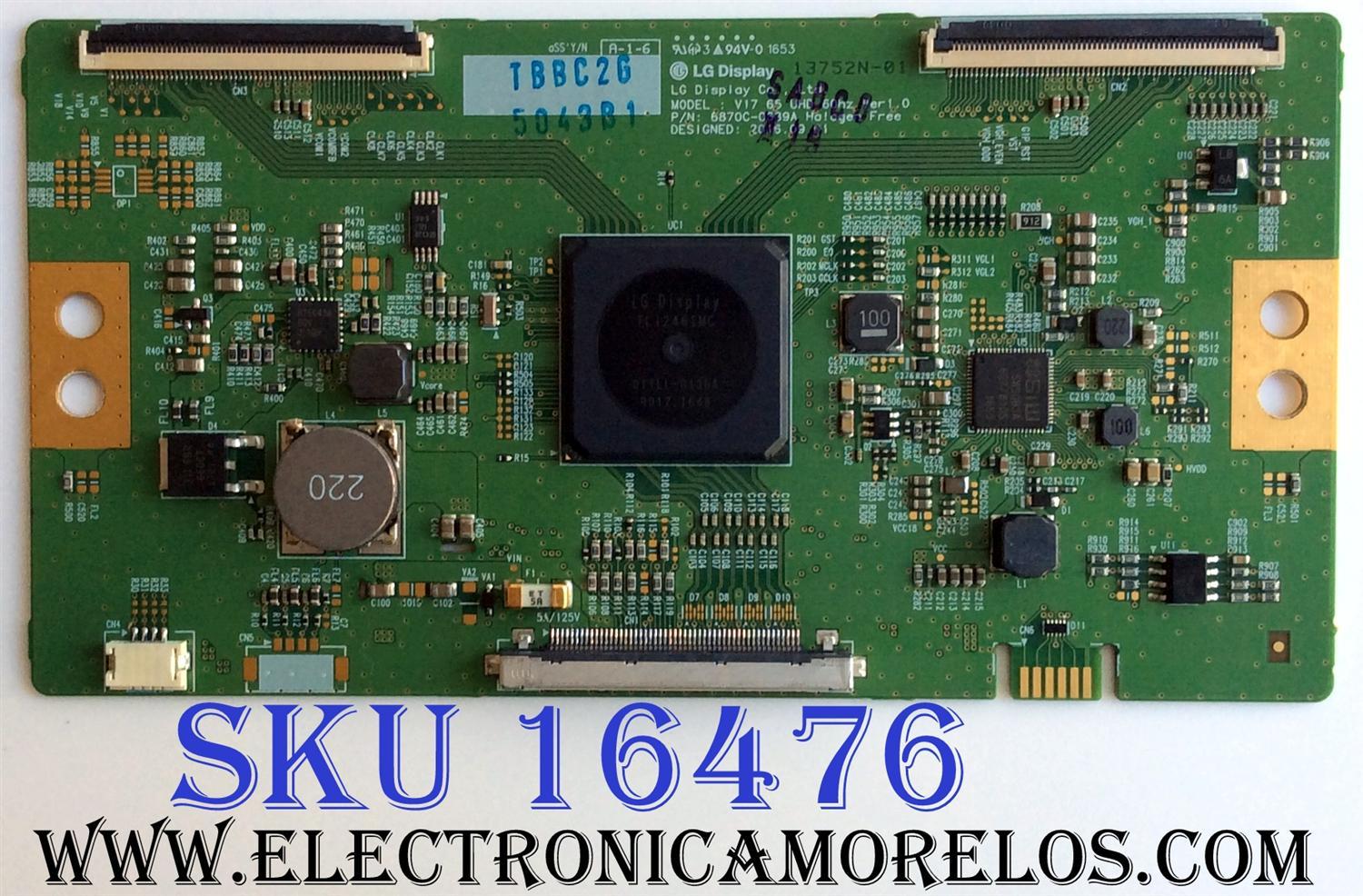 T-CON LG 5043B / 6871L-5043B / 6870C-0689A / 13752N-01 / PANEL LC650EGE (FK)(M1) / MODELO 65UJ7700-UA BUSYLJR