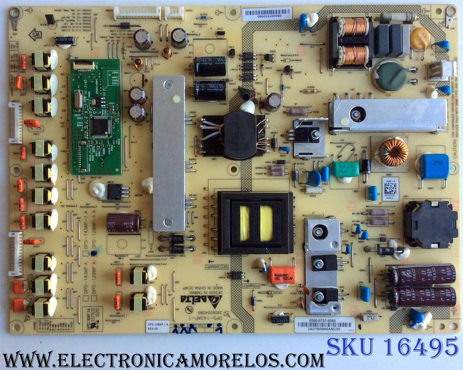 FUENTE DE PODER / VIZIO 0500-0707-0060 / DPS-129BP-1 / DPS-143AP-1 / 2950254505 / PANEL LC320EUG (SC)(R1) / MODELO XVT323SV LAQKGHAL	