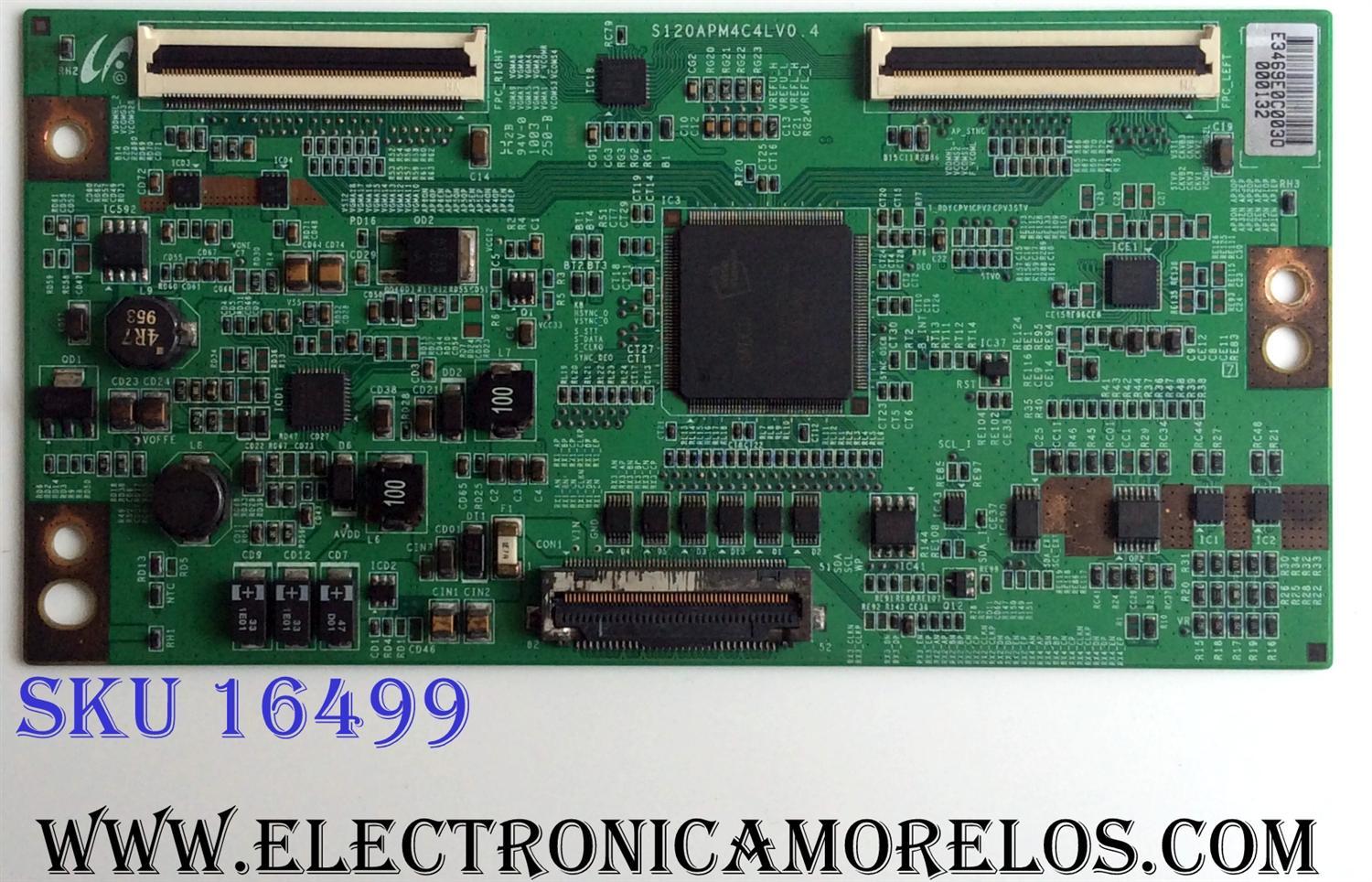 T-CON / SAMSUNG LJ94-03469E / S120APM4C4LV0.4 / SUSTITUTAS LJ94-00750A / 15750B / 03275G / 03275J / 03291N / 03291P / 03334H / 03334J / 03436D / 03436C / 03345E / BN81-04154A / 04158A / 04357A / PANEL LTF400HJ03-A01 / MODELOS UN40C6300 / UN40C6400