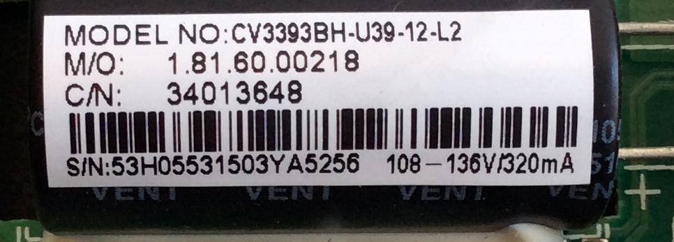MAIN / FUENTE (COMBO) / WESTINGHOUSE 34013648 / 53H0553 / CV3393BH-U39 / CV3393BH-U39-12-L2 / 1.81.60.00218 / PANEL LSC400HN02 / MODELO WD40FX1170 - Imagen 4