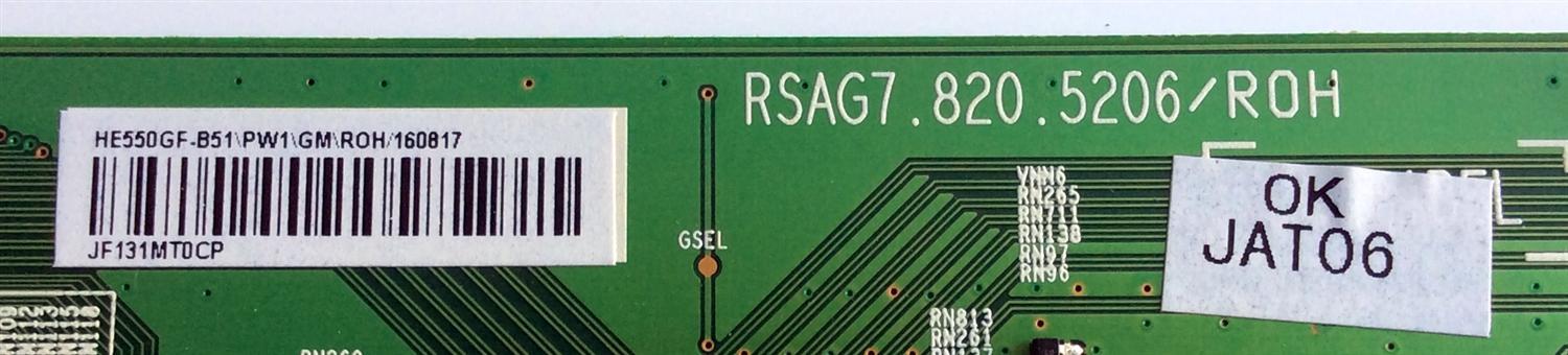T-CON / HISENSE 160817 / RSAG8.820.5206/ROH / JF131MT0CP / PANEL HE550GF-B51\PW1\GM\ROH / MODELO 55K610GW - Imagen 2