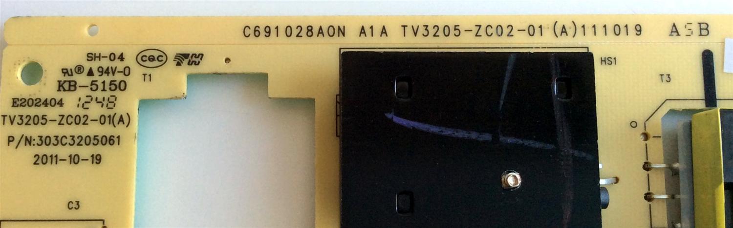 FUENTE DE PODER / PIONNER 510-121126270 / TV3205-ZC02-01(A) / 303C3205061 / 111019 / PANEL 111019 / T390HVN01.0 / MODELO PLE-3902FHD - Imagen 3