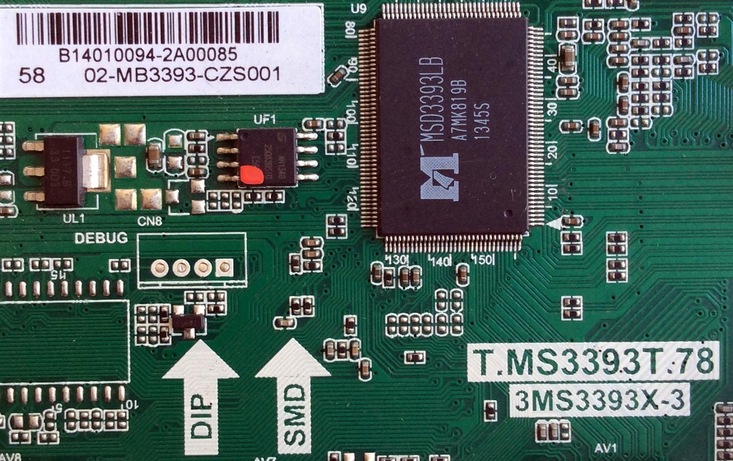 MAIN / SANYO B14010094 / T.MS3393T.78 / 3MS3393X-3 / 02-MB3393-CZS001 / PANEL V580HK1-LD6 REV.C1 / MODELO DP58D34 P58D34-00 - Imagen 2