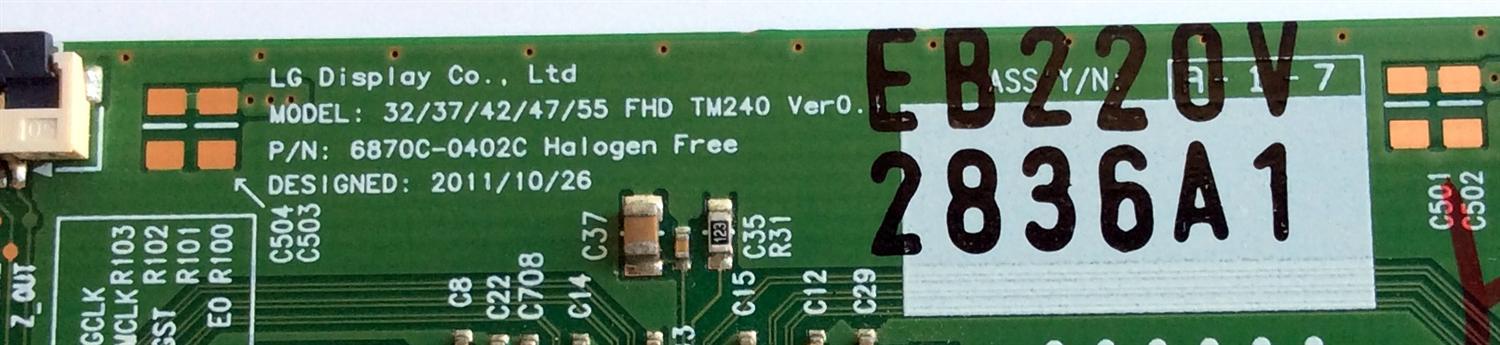 T-CON / VIZIO 6871L-2836A / 6870C-0402C / SUSTITUTAS / 6871L-2842C / 2842F / 2944A / 2944B / 2754C / 75030412 / 2944D / 2836B / 2836E / 2836F / 2754B / 2754D / 2754F / PANEL LC550EUD (SE)(F3) / MODELOS M3D550KD LTYPMLEN / M550VSE LWJSNKBN / TC-L55ET5 - Imagen 2