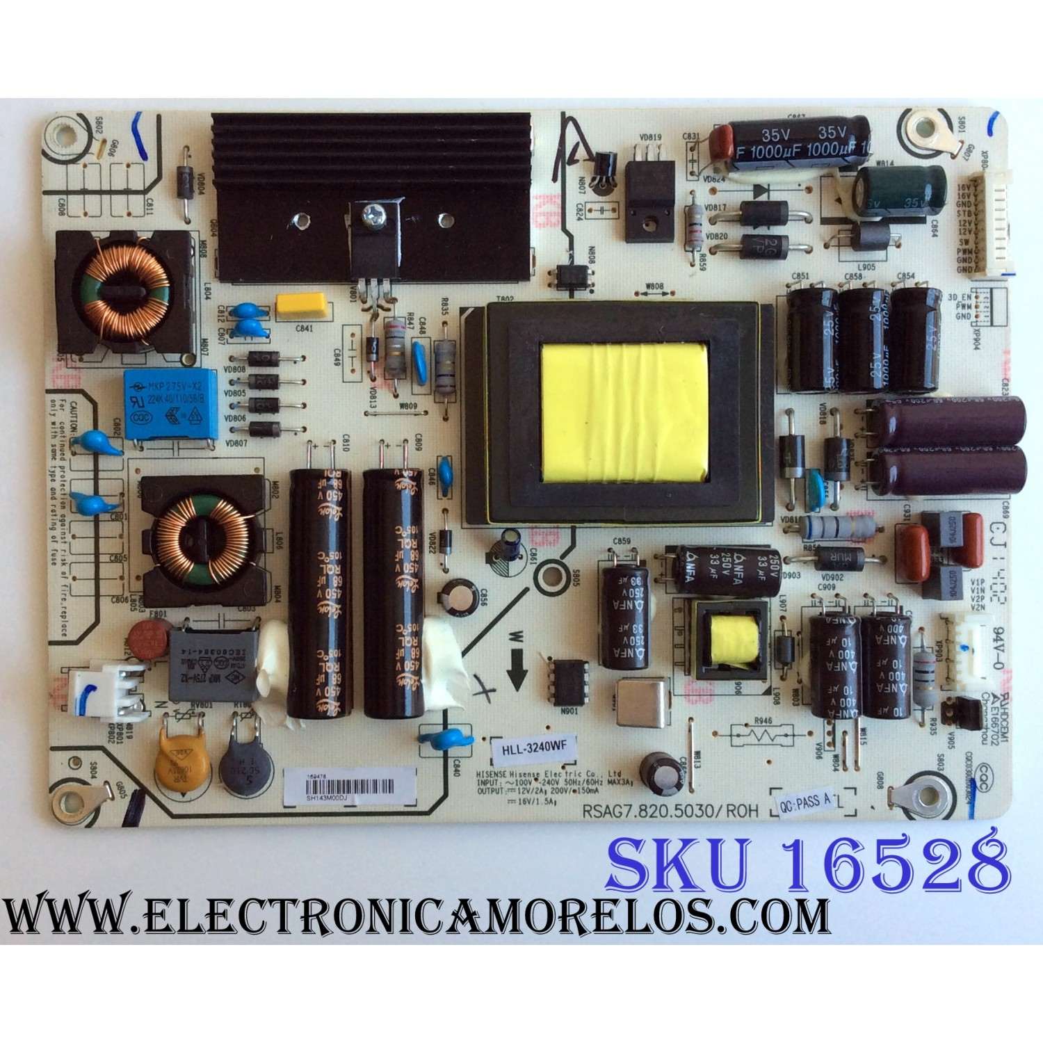 FUENTE DE PODER / HISENSE 169478 / RSAG7.820.5030/ROH / HLL-3240WF / MODELO LTDN42A300MH