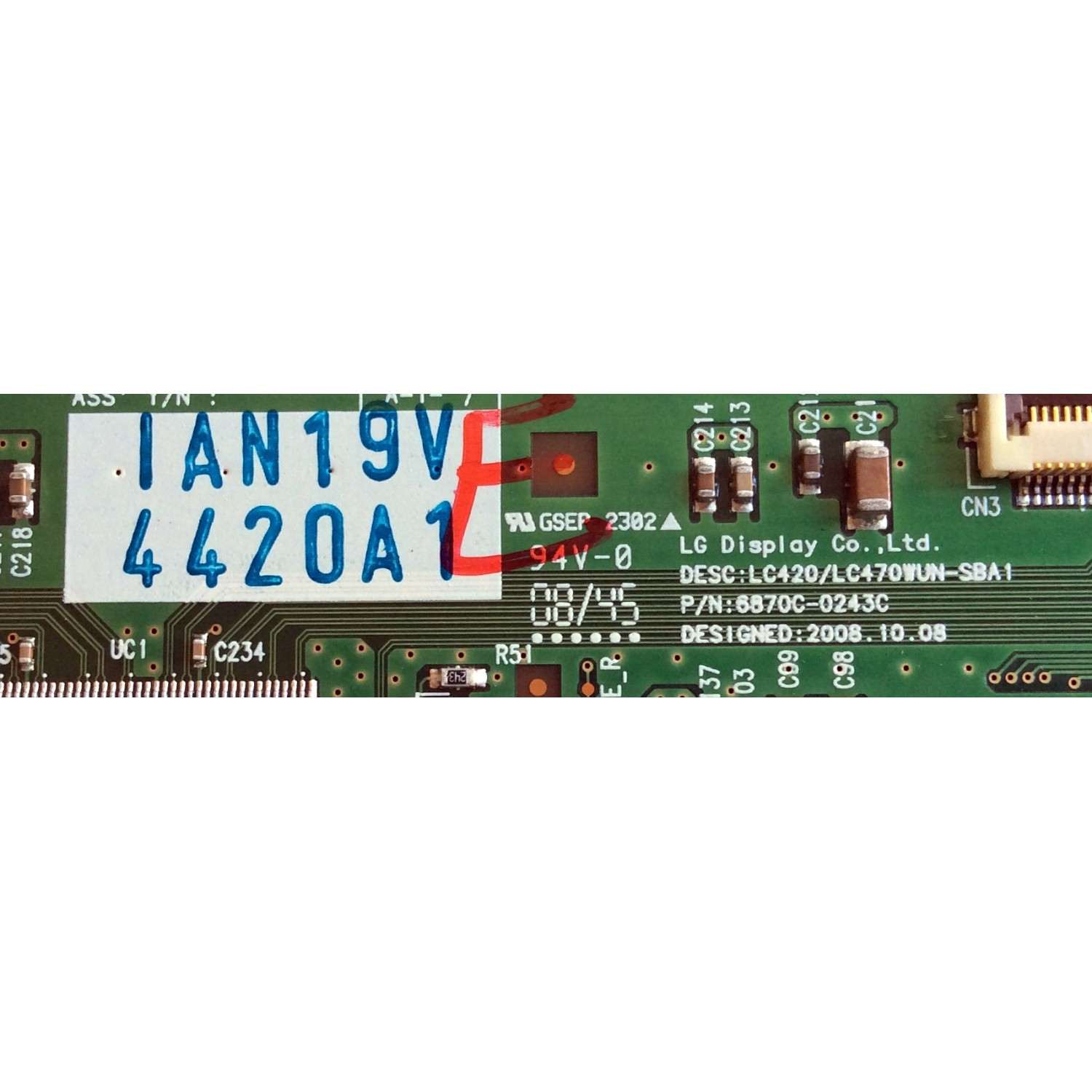 T-CON / PANASONIC 4420A / 6871L-4420A / 6870C-0243C / LC420/LC470WUN-SBA1 / PANEL LC420WUN (SB)(C1) / MODELO TC-L42U12 - Imagen 2