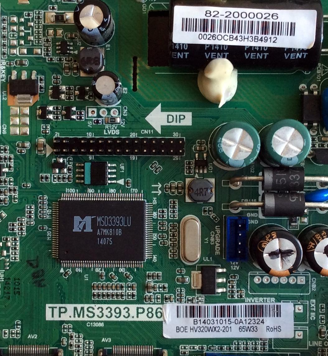 MAIN / FUENTE (COMBO) / UPSTAR B14031015 / TP.MS3393.P86 / 82-2000026 / PANEL HV320WX2-201 / MODELO P32EA8 BO144E - Imagen 2