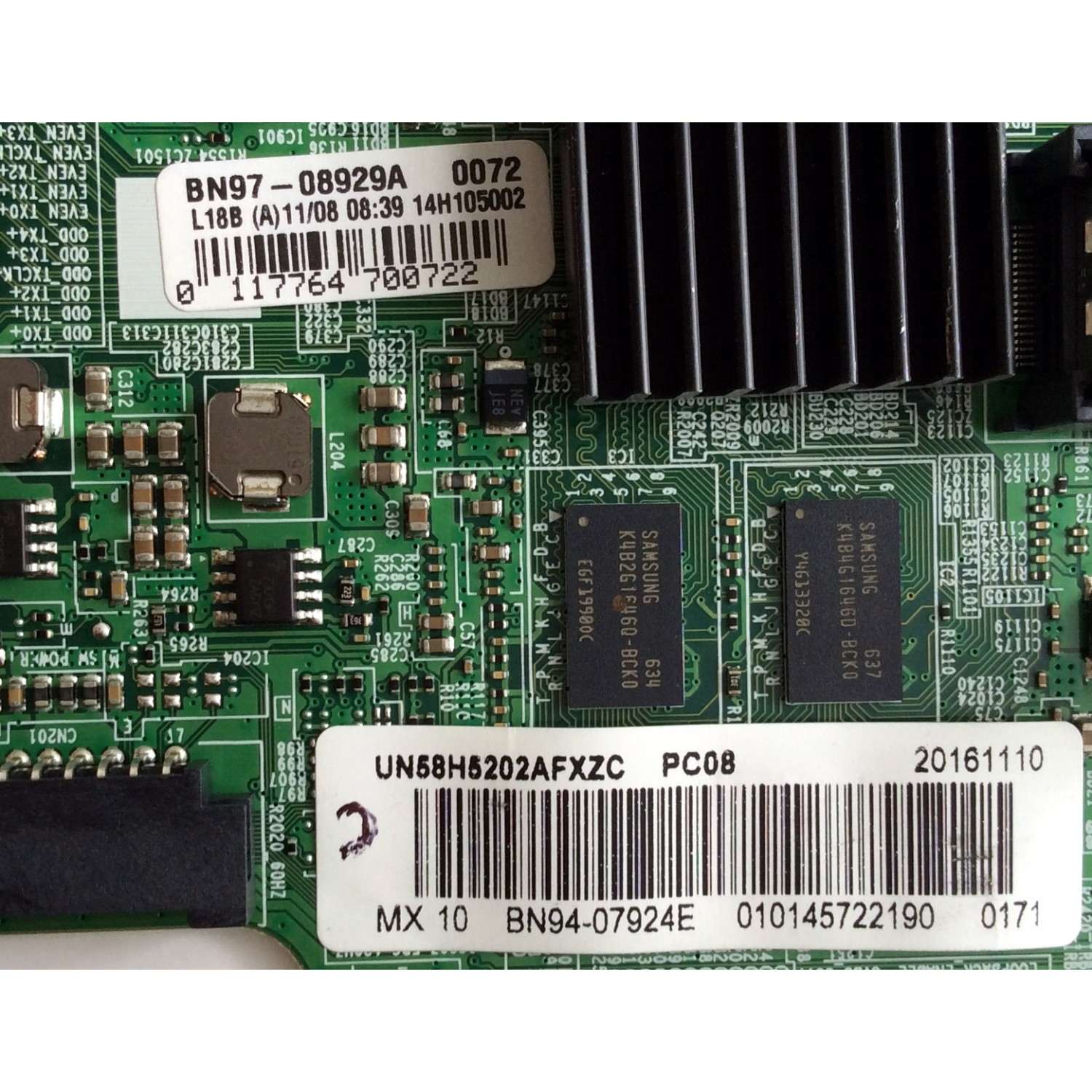 MAIN PARA TV SAMSUNG / NUMERO DE PARTE BN94-07924E / BN97-08929A / BN41-02275A / BN9407924E / SUSTITUTA BN94-07903L / MODELO UN58H5202 / UN58H5202AFXZC IS01 - Imagen 2