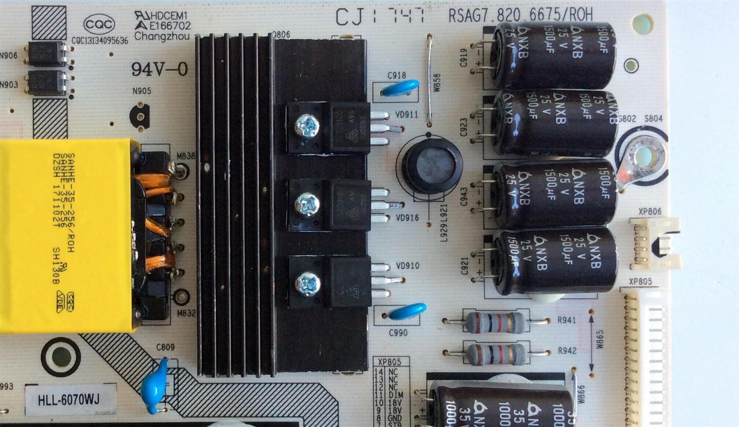 FUENTE DE PODER / HISENSE 211537 / RSAG7.820.6675/ROH / HLL-6070WJ / CQC13134095636 / PANEL HE650IU-B32\S10\GM\ROH / 209298 / MODELO 65H9D PLUS - Imagen 3