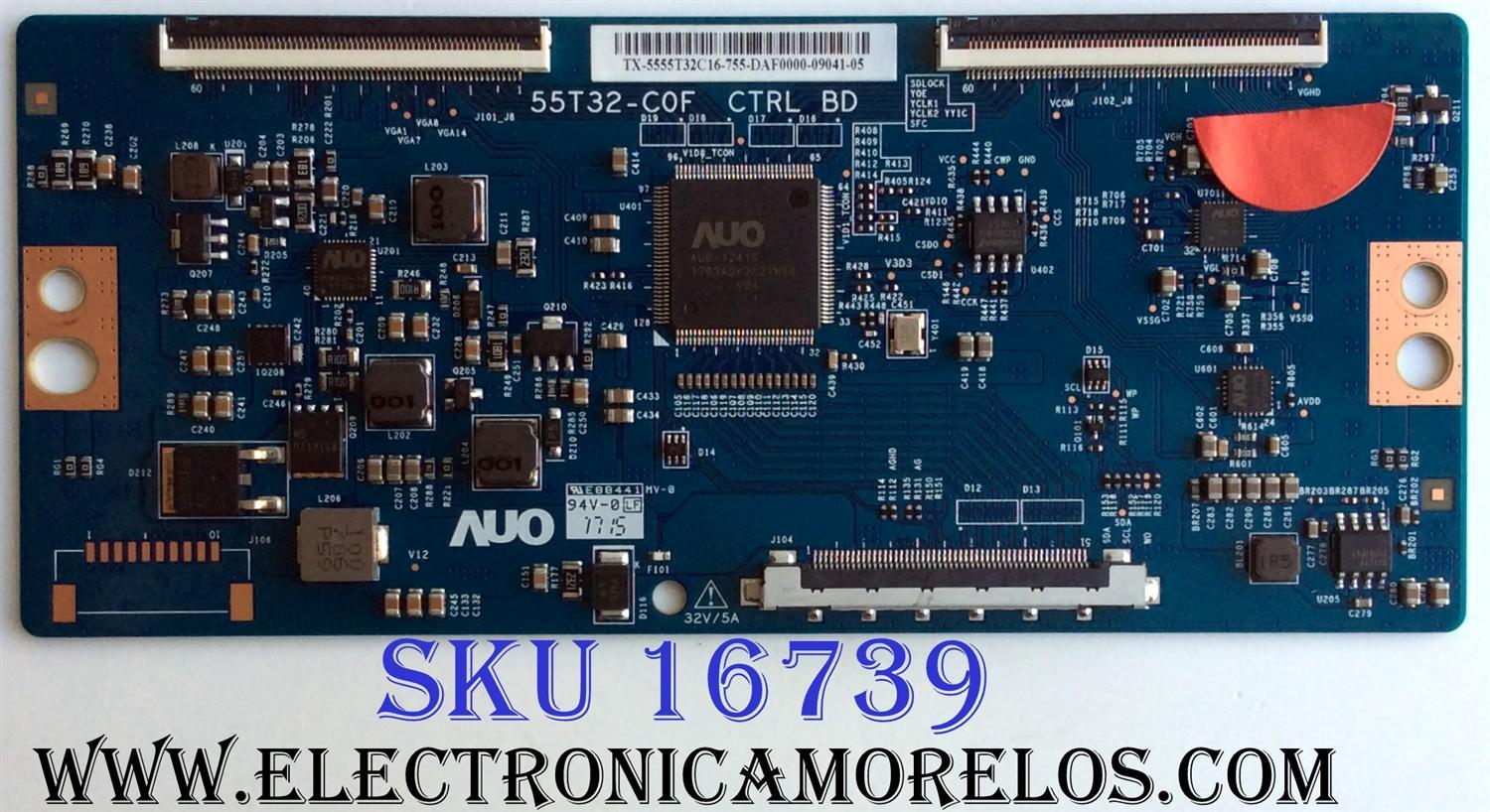 T-CON PARA TV HISENSE / ELEMENT / WESTINGHOUSE / TCL / NUM DE PARTE 5555T32C16 / 55T32- C0F / PANEL HD550K3U51\S6\GM\ROH / DISPLAY T550QVN05.6 / HD550K3U82-K1\S0\GM\ROH / T550-0UK-DLED / MODELOS 55H6D / EL4KAMZ5517T G0V0Q / WA55UFA1001 G0V0Q / 55S525