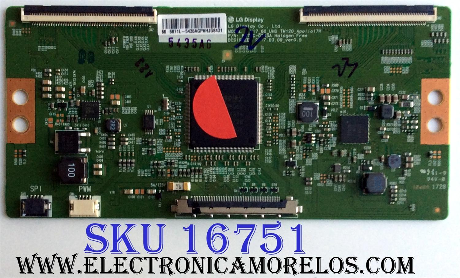 T-CON  HISENSE 5435A / 6871L-5435A / 6870C-0743A / PANEL´S HD600N3U22\S1\GM\ROH / NUMERO DE DISPLAY LC600EGY(SK)(M3) / HD600N3U22-L2\S0\GM\ROH / MODELOS 60DU6070 / 60H6E / 60R6E / LC-60P6070U