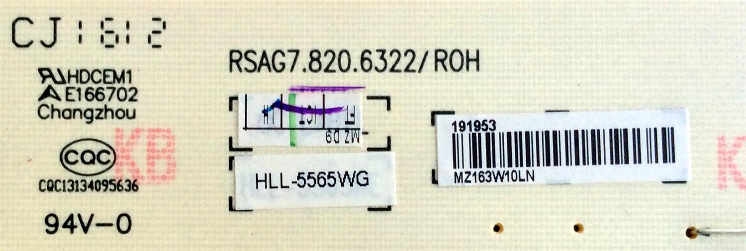 FUENTE DE PODER / SHARP 191953 / RSAG7.820.6322/ROH / HLL-5565WG / CQC1313495636 / PANEL HE650HU-B01\S5 / MODELO LC-65N7000U - Imagen 2