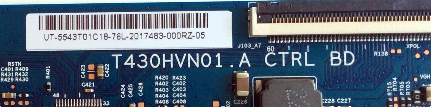 T-CON PARA TV VIZIO SMART TV / NUMERO DE PARTE 55.43T01.C18 / 5543T01C18 / 43T01-C09 / T430HVN01.A / PANEL'S TPT430H3-HVN01.U REV:S081B / BOEI430WU1_H / MODELOS LC-43LB481U / 43LF42U21 / ELST4316S  / ELST4316S E7A0M / D43FX-F4 / D43FX-F4 LHBFVN - Imagen 2