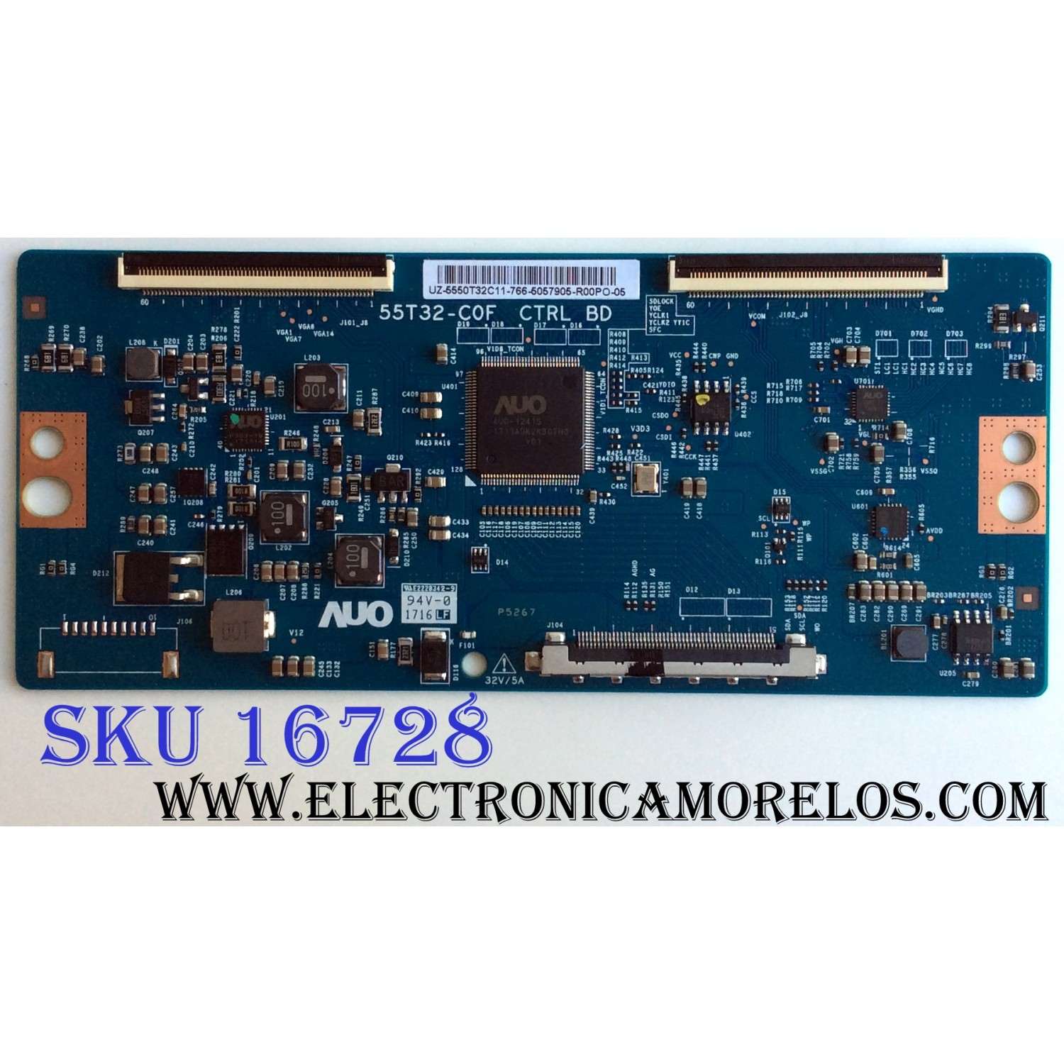 T-CON PARA TV HISENSE / ONN / ELEMENT / NUMERO DE PARTE 5550T32C11 / 55.50T32.C11 / 55T32-C0F / PANEL´S HD500K3U54\S0\GM\ROH / HD500K3U54\S8\GM\CKD\ROH / T500QVN03.7 / MODELOS 50H6D / 50DU6070 / 50R7E / 100021258 / 100012585 / EL4KAMZ5017T