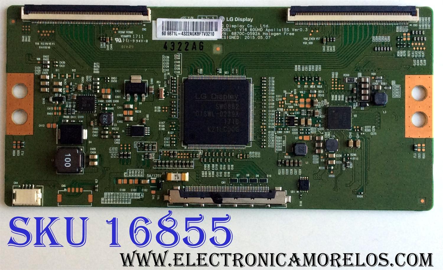 T-CON / SHARP 6871L-4322A / 6870C-0592A / PANEL`S HD600N3U21-L2\S0\GM\ROH / HD600N3U21 / MODELO LC-60P6070U