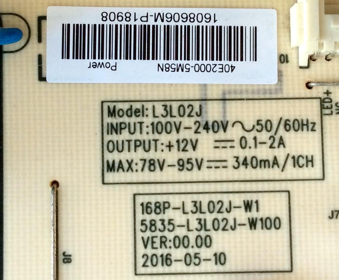 FUENTE DE PODER PARA TV LG / NUMERO DE PARTE 40E2000-5M58N / 168P-L3L02J-W1 / 5835-L3L02J-W100 / L3L02J / 40E2000-5M58N / E249823 / P5165 / CTI-600 / PANEL RDL400FY (QD0-46) REV.00 / MODELO 40LH5000-UA / 40LH5000-UA.CUSJLH - Imagen 3
