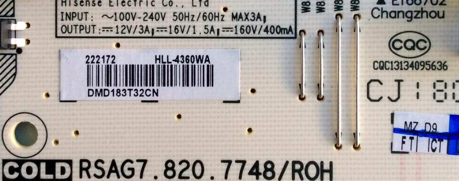 FUENTE DE PODER PARA TV HISENSE / NUMERO DE PARTE 222172 / RSAG7.820.7748/ROH / HLL-4360WA / PANEL HD500S1U01 / HD500S1U51 / DISPLAY ST5461D07-1 VER.2.2 / MODELOS 50H6E / 50R6E / 50R6040E / 55R6E / 55R7E / 55R6000E / LC-50Q7030U / LC-50Q620U - Imagen 2
