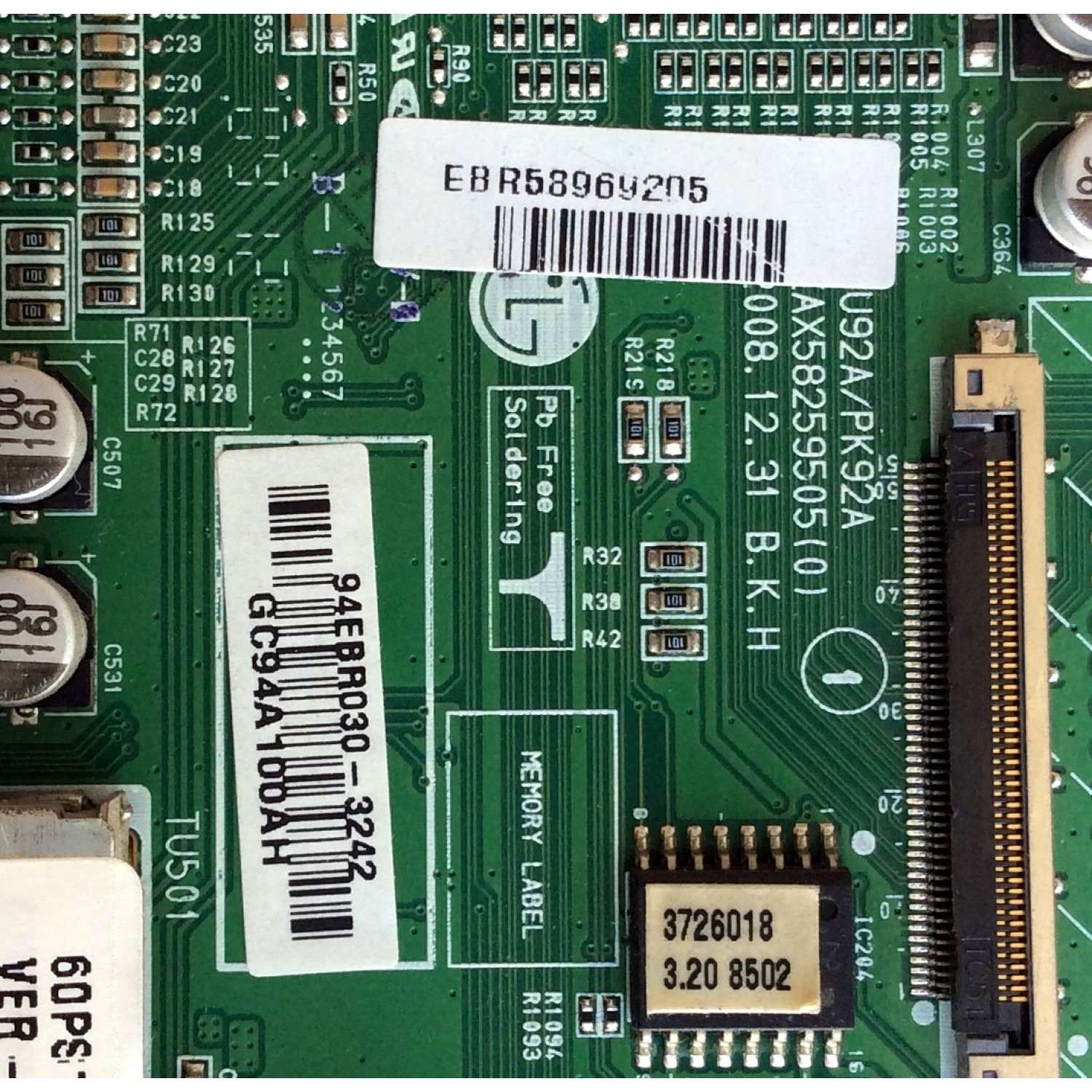MAIN / LG EBR58969205 / EAX58259505(0) / 94EBR030-3242 / PANEL PDP60H30001 / MODELO 60PS11-UA AUSLLJR - Imagen 2