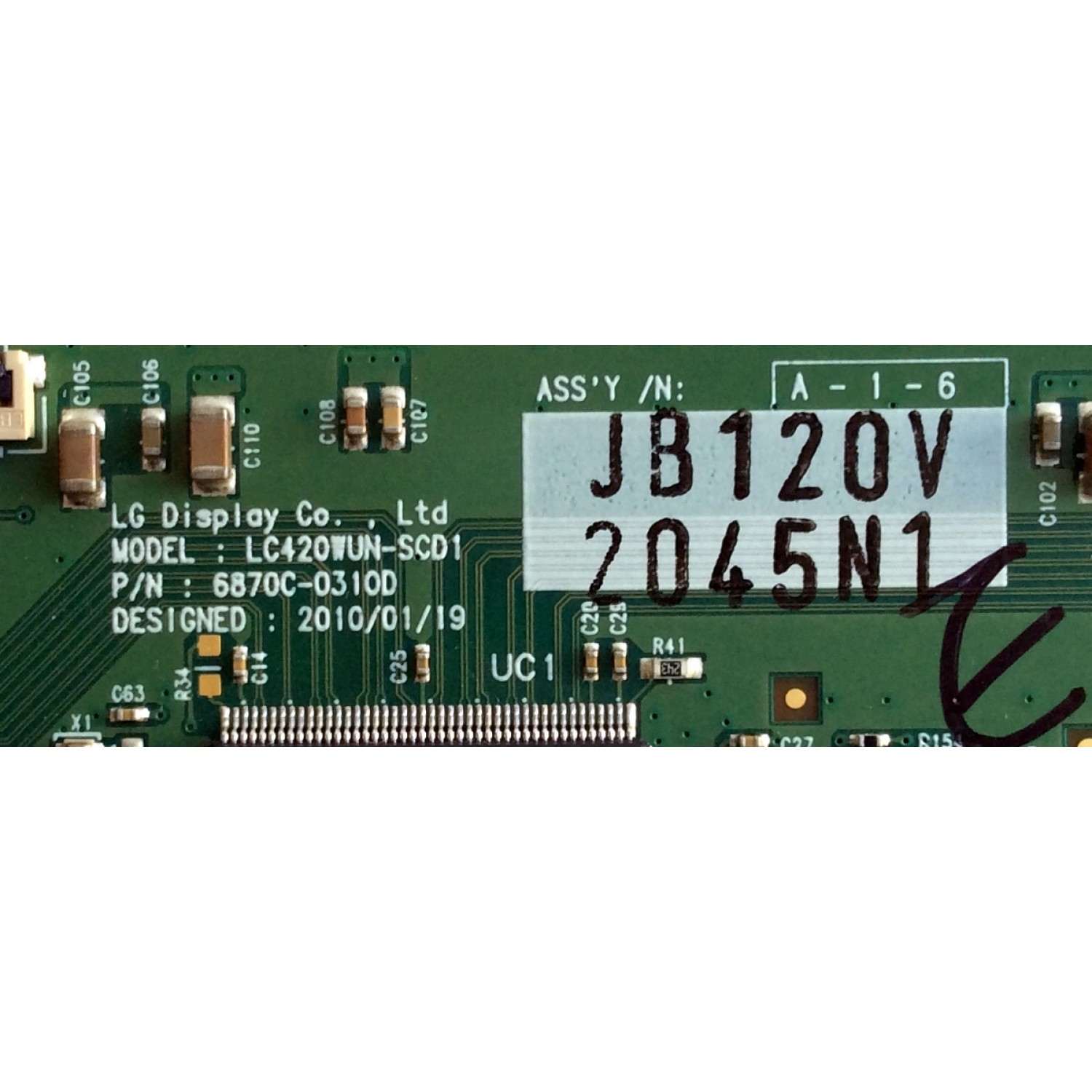 T-CON / PANASONIC 6871L-2045N  / 6870C-0310D / LC420WUN-SCD1 / PANEL`S LC420WUN (SC)(D1) / LC420WUN  / MODELOS TH-42LRU5 / TH-42LRU30 - Imagen 2