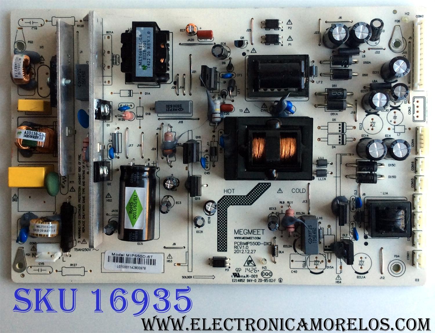 FUENTE DE PODER / RCA MIP550D-6T / MIP550D-DX2 / E214852 / PANEL LC550DUJ-SGEE / MODELO J55BE925