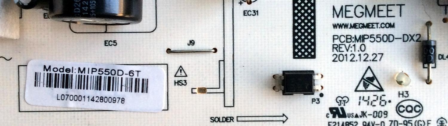FUENTE DE PODER / RCA MIP550D-6T / MIP550D-DX2 / E214852 / PANEL LC550DUJ-SGEE / MODELO J55BE925 - Imagen 2