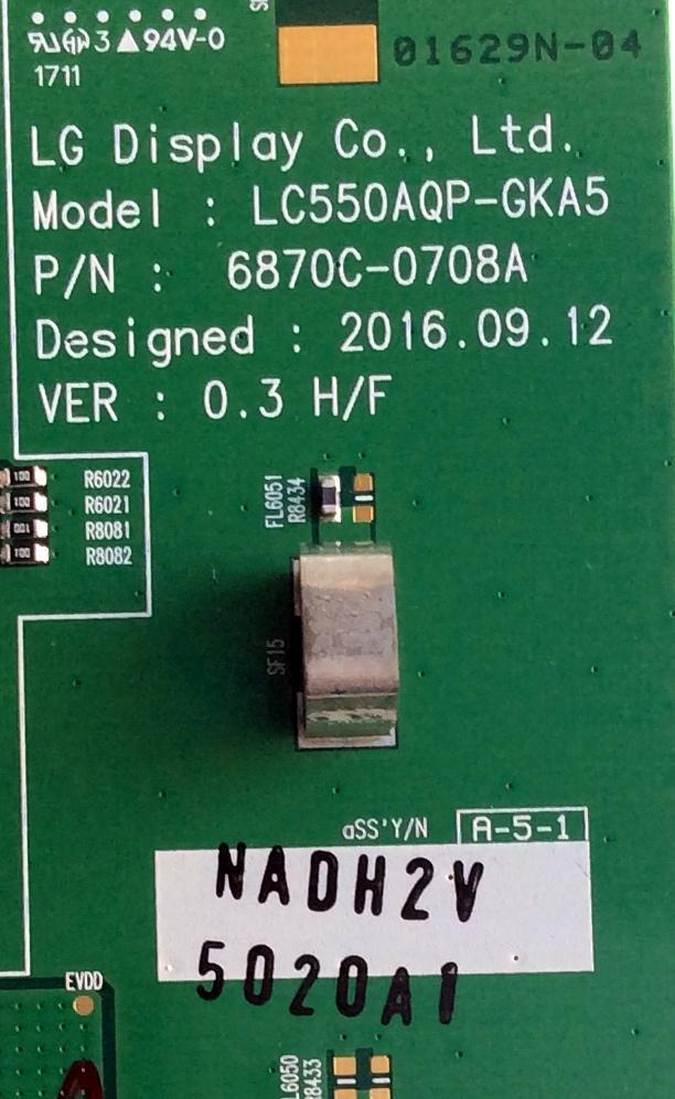 T-CON / SONY 6871L-5020A / 5020A / LC550AQP-GKA5 / 6870C-0708A  PANEL LC650AQP (GK)(A5) / MODELO XBR-65A1E - Imagen 2