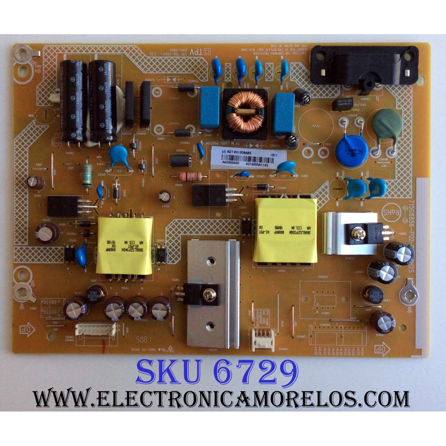 FUENTE DE PODER / VIZIO ADTVH1208AB5 / 715G8856-P02-001-0H2S / (J)ADTVH1208B5 / VH1208AB5 / PANEL TPT400LA-HN02.S REV:S801Z / MODELOS D40F-F1 / D40F-F1 LTQEVVLU / D40F-F1 LTQEVVMU