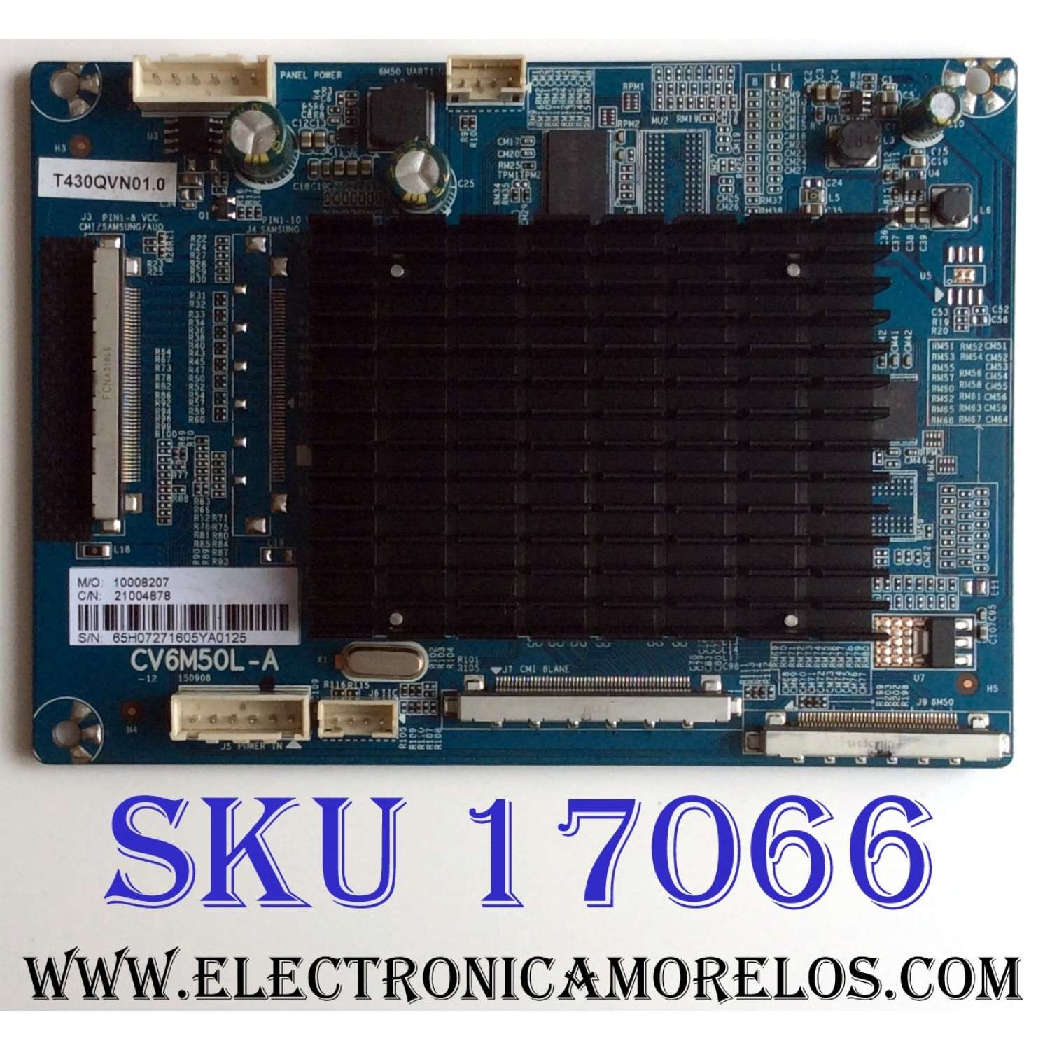 TARJETA INTERFACE / WESTINGHOUSE 65H0727 / CV6M50L-A / 10008207 / 21004878 / PANEL T430QVN01.0  / MODELO WD43UB4530 TW-06401-A043D