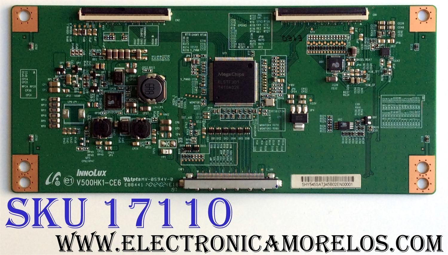 T-CON / PANASONIC SHY5455AT / V500HK1-CE6 / 5HY545SAT345B02EN00001 / E88441 / PANEL V390HK1-LE6 REV.F6 / MODELO TC-39AS530U