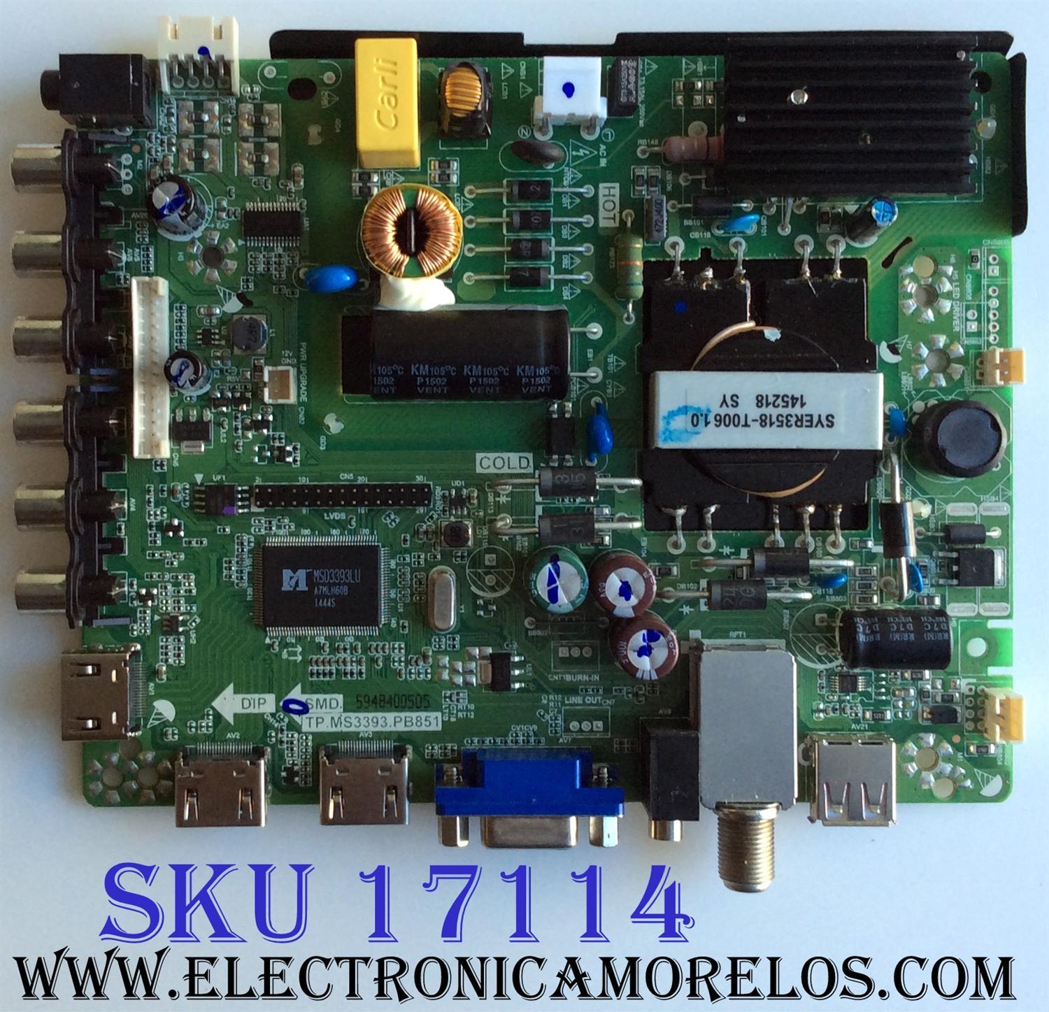 MAIN / FUENTE (COMBO) / UPSTAR H15081438 / TP.MS3393T.PB758 / BP32ES8-01 / PANEL BOEI320WX1-01 / MODELO P32ES8