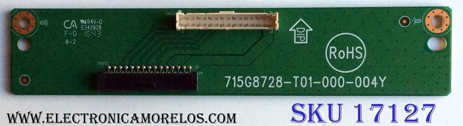 T-CON / INTERFACE / VIZIO 715G8728-T01-000-004Y / E342828 / PANEL TPT315B5-AN10.S REV:SH02A / MODELO D32HN-E1 LTTEVMAS