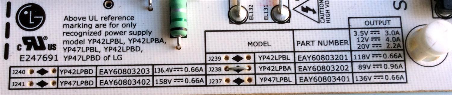 FUENTE DE PODER / LG EAY60803202 / YP42LPBA / PANEL T420HW07 V.1 / MODELOS 42LE5300-ZA / 42LE5400-UC AUSDLUR - Imagen 2