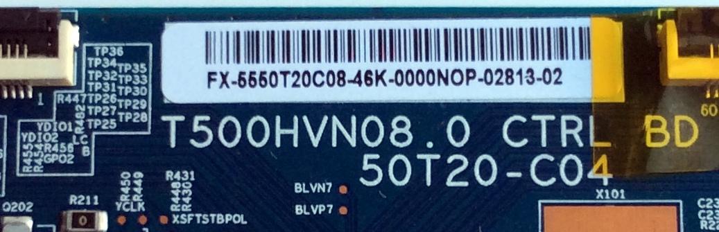 T-CON / SONY 5550T20C08 / T500HVN08.0 / 55.50T20.C08 / 50T20-C04 / PANEL T500HVF04.3 / MODELO KDL-50W700B - Imagen 2